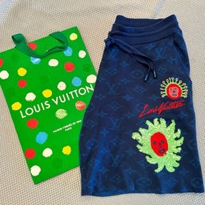 LV x YK Monogram Faces Knitted Shorts plus LV x YK bag